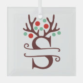 Personalisierter Reindeer Antlers Name "S" Ornament Aus Glas (Vorderseite)
