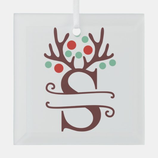 Personalisierter Reindeer Antlers Name "S" Ornament Aus Glas (Vorderseite)