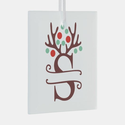Personalisierter Reindeer Antlers Name "S" Ornament Aus Glas (Vorderseite Rechts)