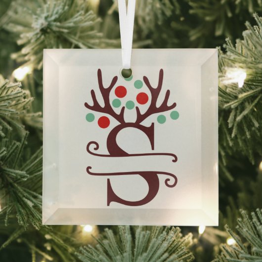 Personalisierter Reindeer Antlers Name "S" Ornament Aus Glas (Insitu)