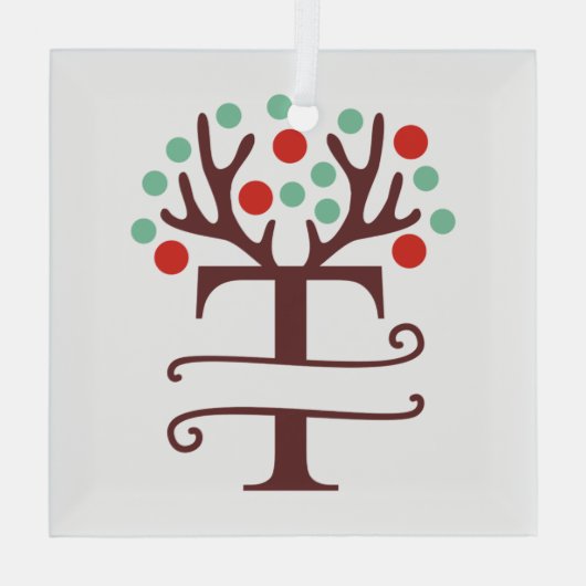 Personalisierter Reindeer Antlers Name "T" Ornament Aus Glas (Rückseite)