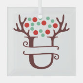 Personalisierter Reindeer Antlers Name "U" Ornament Aus Glas (Vorderseite)