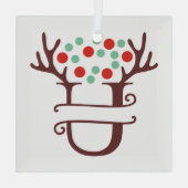 Personalisierter Reindeer Antlers Name "U" Ornament Aus Glas (Rückseite)