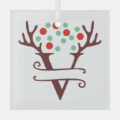 Personalisierter Reindeer Antlers Name "V" Ornament Aus Glas (Vorderseite)