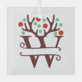 Personalisierter Reindeer Antlers Name "W" Ornament Aus Glas (Vorderseite)