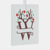 Personalisierter Reindeer Antlers Name "W" Ornament Aus Glas (Vorderseite Rechts)