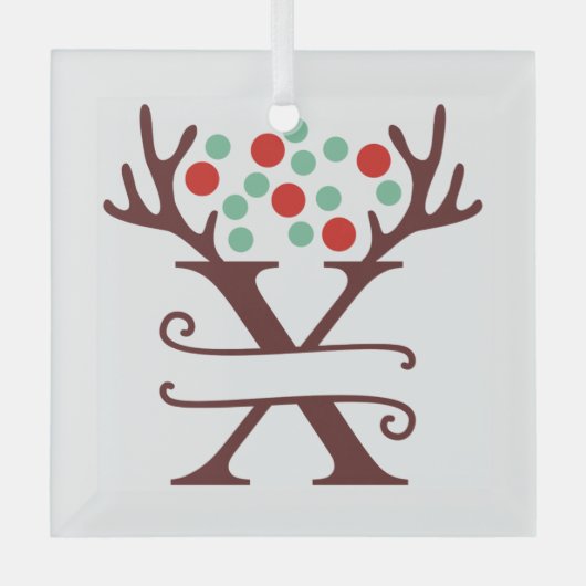 Personalisierter Reindeer Antlers Name "X" Ornament Aus Glas (Vorderseite)