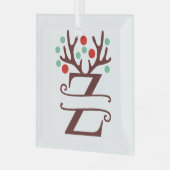 Personalisierter Reindeer Antlers Name "Z" Ornament Aus Glas (Vorderseite links)