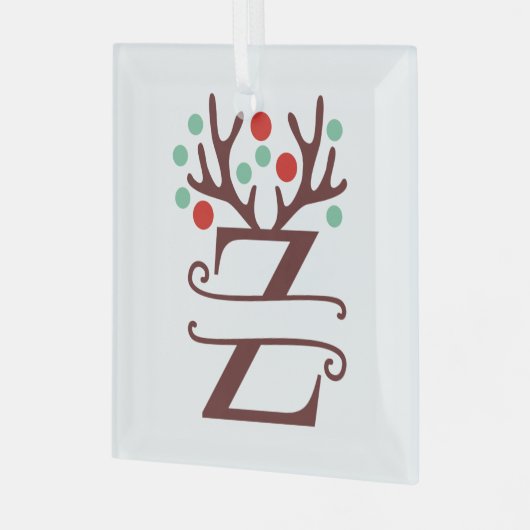 Personalisierter Reindeer Antlers Name "Z" Ornament Aus Glas (Vorderseite links)