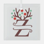Personalisierter Reindeer Antlers Name "Z" Ornament Aus Glas (Vorderseite)