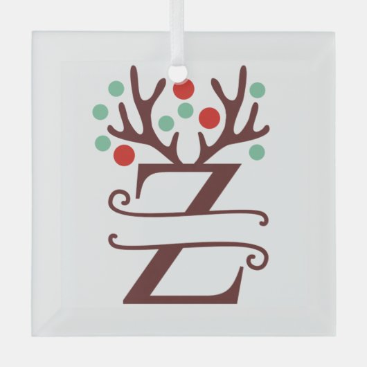 Personalisierter Reindeer Antlers Name "Z" Ornament Aus Glas (Vorderseite)