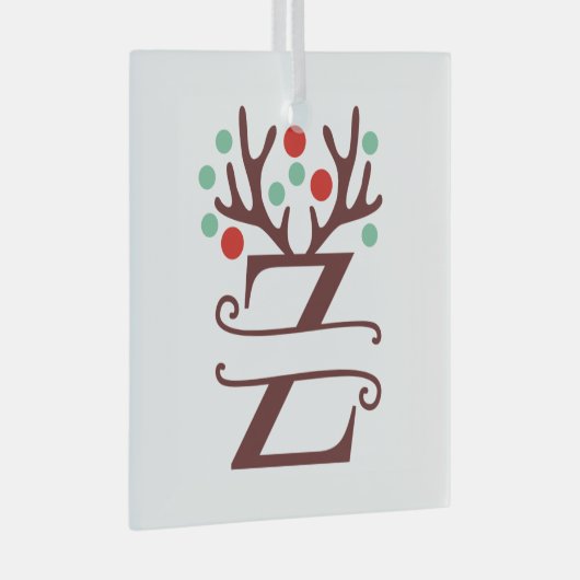 Personalisierter Reindeer Antlers Name "Z" Ornament Aus Glas (Vorderseite Rechts)