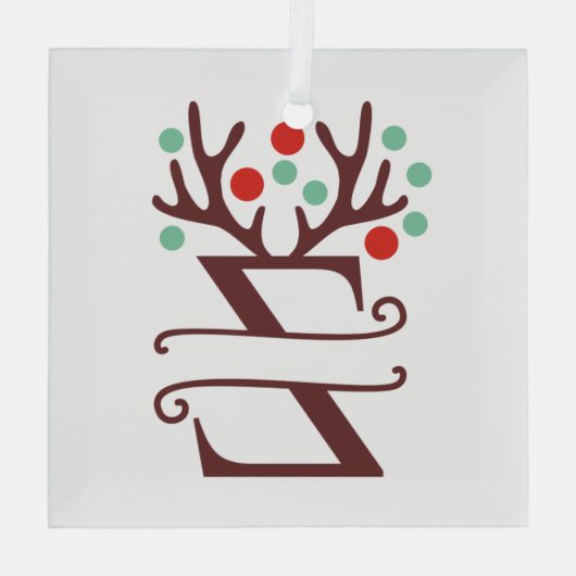 Personalisierter Reindeer Antlers Name "Z" Ornament Aus Glas (Rückseite)