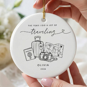 Personalisierter Reise-Liebhaber-Weihnachtsschmuck Keramik Ornament