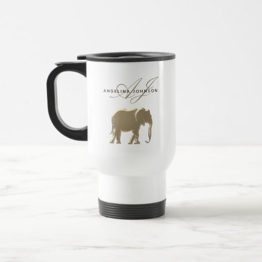 Personalisierter Reisebecher Goldener Elefant (Links)
