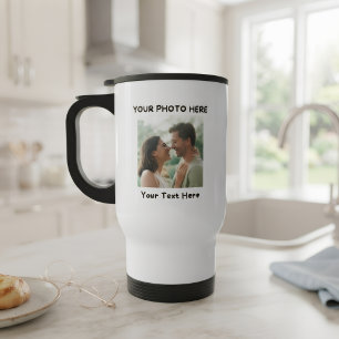 Personalisierter Reisebecher mit Foto und Text