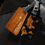Personalisierter Reisender Wood Weltkarte Gepäckanhänger<br><div class="desc">Cooles Weltbild im Holzlook,  um mit Ihrem Namen und Telefonnummer zu personalisieren...  Ein kluger Weg,  Ihr Gepäck in einer Menschenmenge zu stimulieren...  denn jeder scheint mit einem schwarzen Koffer zu reisen.</div>