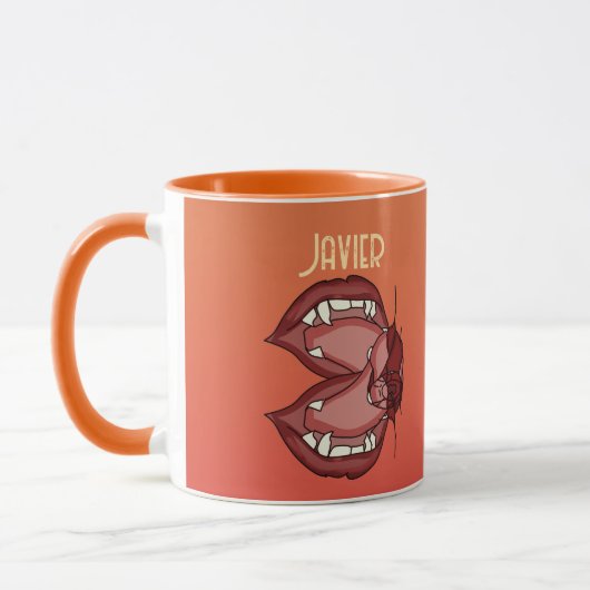 Personalisierter Reißverschluss eines Vampirs Fang Tasse (Links)