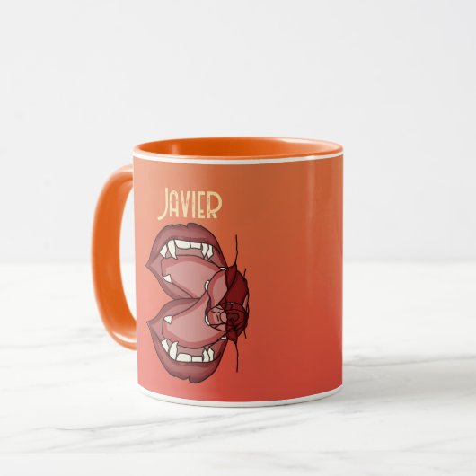 Personalisierter Reißverschluss eines Vampirs Fang Tasse (Vorderseite Links)