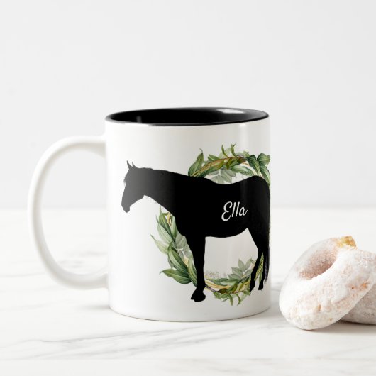 Personalisierter Reitsport Individuelle Name T Zweifarbige Tasse (Mit Donut)