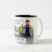 Personalisierter Rennwagen, Jugendfahrer - Männlic Zweifarbige Tasse (VorderseiteRechts)