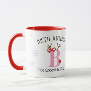 Personalisierter Rentier-B-Heißgetränkebecher für Tasse