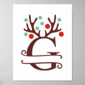 Personalisierter Rentierbrief G Split Monogramm Poster (Vorne)