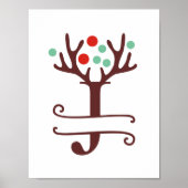 Personalisierter Rentierbrief J Split Monogramm Poster (Vorne)