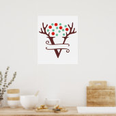 Personalisierter Rentierbrief V Teilmongramm Poster (Küche)