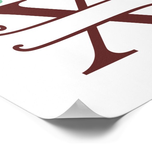 Personalisierter Rentierbrief X Split Monogramm Poster (Ecke)