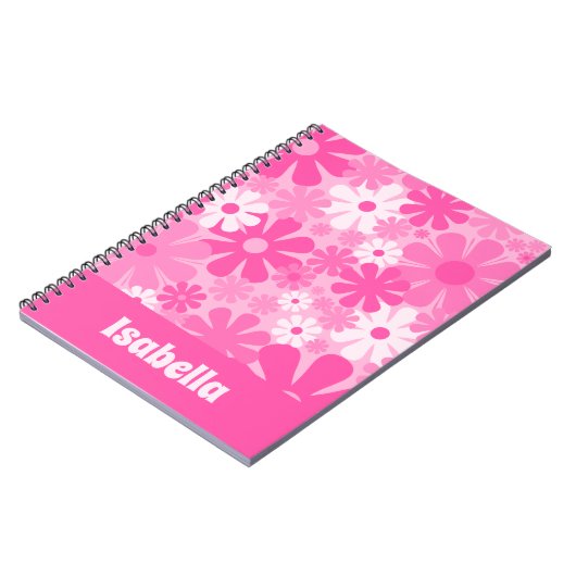 Personalisierter Retro-60er 70er Y2K Rosa Notizblock (Linke Seite)