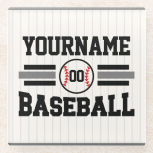 Personalisierter Retro-Baseballspieler NAME Team Glasuntersetzer