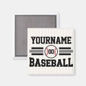 Personalisierter Retro-Baseballspieler NAME Team Magnet (Vorderseite/Rückseite)