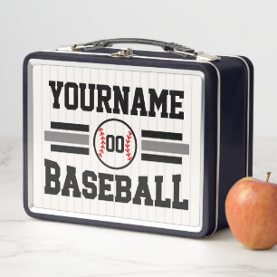 Personalisierter Retro-Baseballspieler NAME Team Metall Brotdose