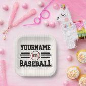 Personalisierter Retro-Baseballspieler NAME Team Pappteller (Party)