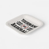 Personalisierter Retro-Baseballspieler NAME Team Pappteller (Gewinkelt)