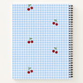 Personalisierter Retro-Blauer Gingham-Kirschen-Dru Notizblock (Rückseite)
