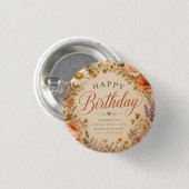 Personalisierter Retro-Blumen-Geburtstag mit Blume Button (Vorne & Hinten)