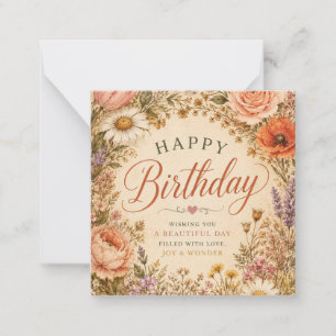 Personalisierter Retro-Blumen-Geburtstag mit Blume Mitteilungskarte