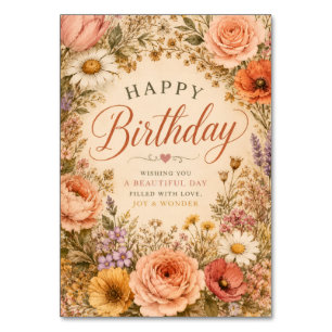 Personalisierter Retro-Blumen-Geburtstag mit Blume Tischnummer