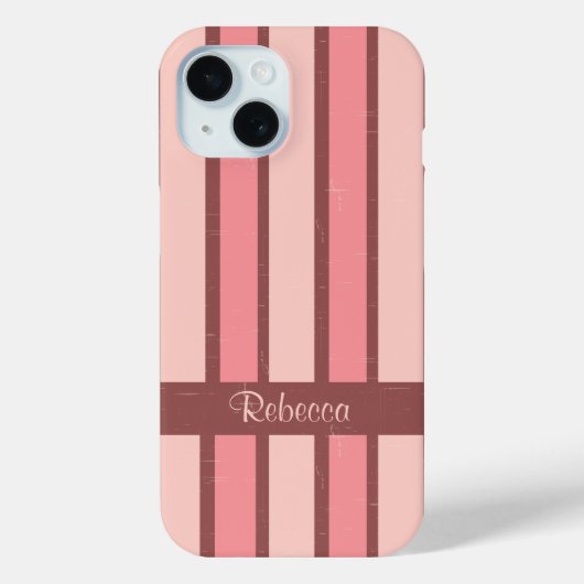 Personalisierter Retro-Bonbons-Streifen pink auf b Case-Mate iPhone Hülle (Rückseite)