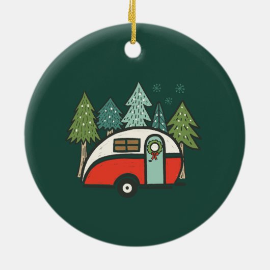Personalisierter Retro Camper Keramik Ornament (Hinten)