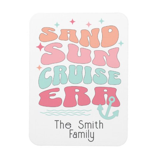 Personalisierter Retro Cruise Era Familienname Magnet (Vertikal)