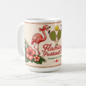 Personalisierter Retro-Flamingo-Pickleball-Becher Kaffeetasse (Vorderseite Links)
