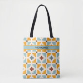 Personalisierter Retro Geometric Tile Pattern Tote Tasche (Vorderseite)