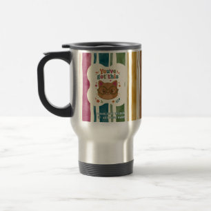 Personalisierter Retro-gestreifter Orangenkatzenbe Reisebecher