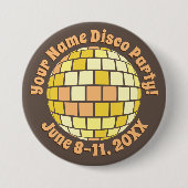 Personalisierter Retro Gold Diskothek Button (Vorderseite)