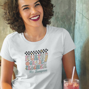 Personalisierter Retro-Lehrer für die 4. Klasse T-Shirt