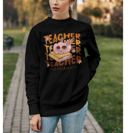 Personalisierter Retro-Lehrer Halloween- Kürbiskür Sweatshirt