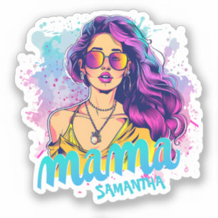 Personalisierter Retro Mama Pop Art (15) Aufkleber